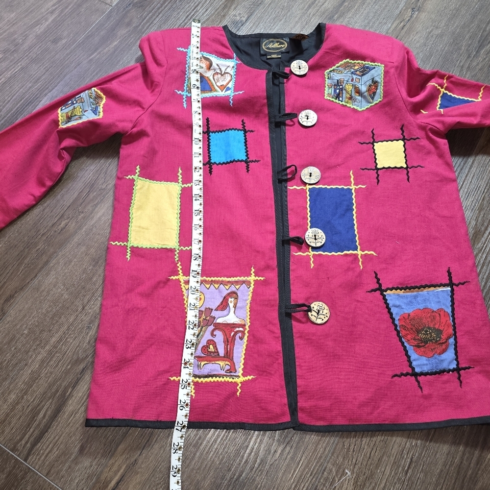 Allure Vtg Patchwork Embroidered Jacket Medium Ar… - image 8